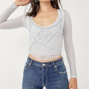 Free People Taylor Lace Long Sleeve Top Size Medium